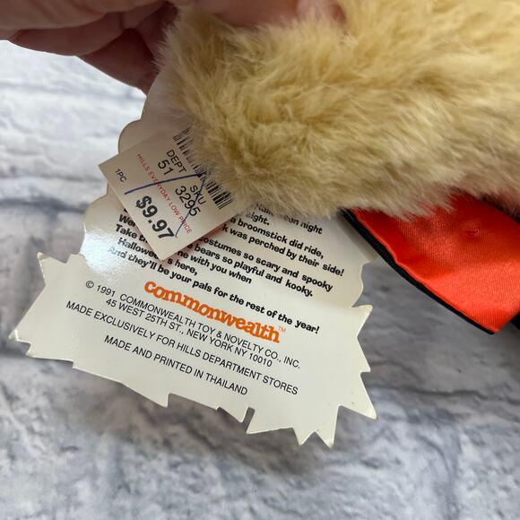 Vintage Kookie Spookies Witch Teddy Bear Stuffed Plush 13" Tan Tags Commonwealth - Picture 5 of 6